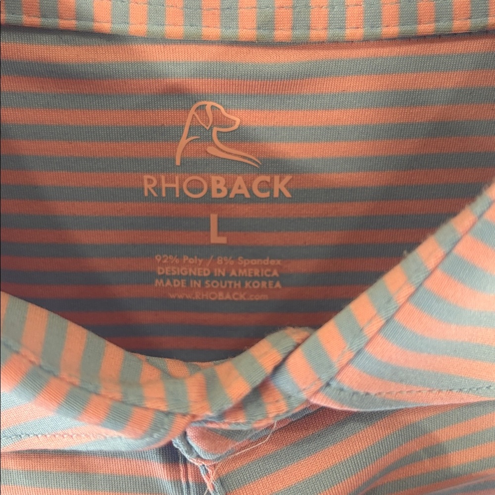 Rhoback Men's Polo Shirt - Light Blue and White Stripes - Picture 3 of 4